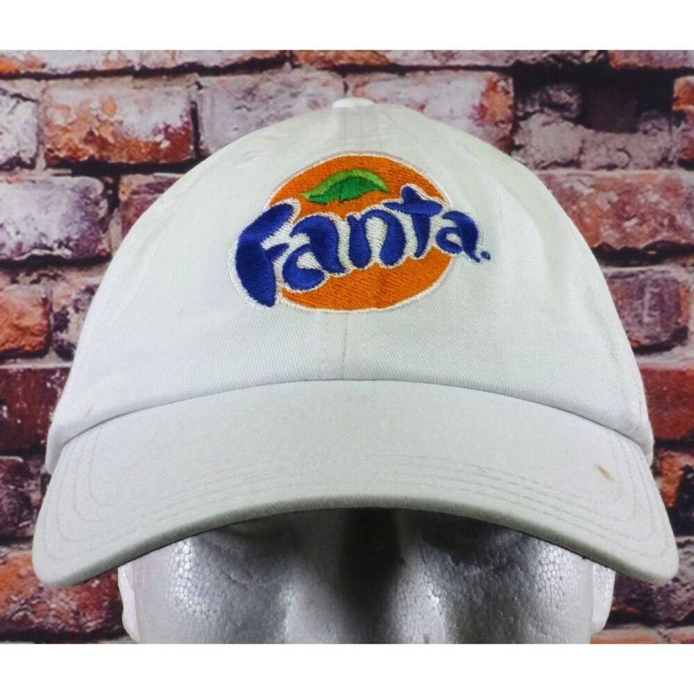 Vintage Fanta‎ Orange Logo White Adjustable Baseball Cap *Has Stain*